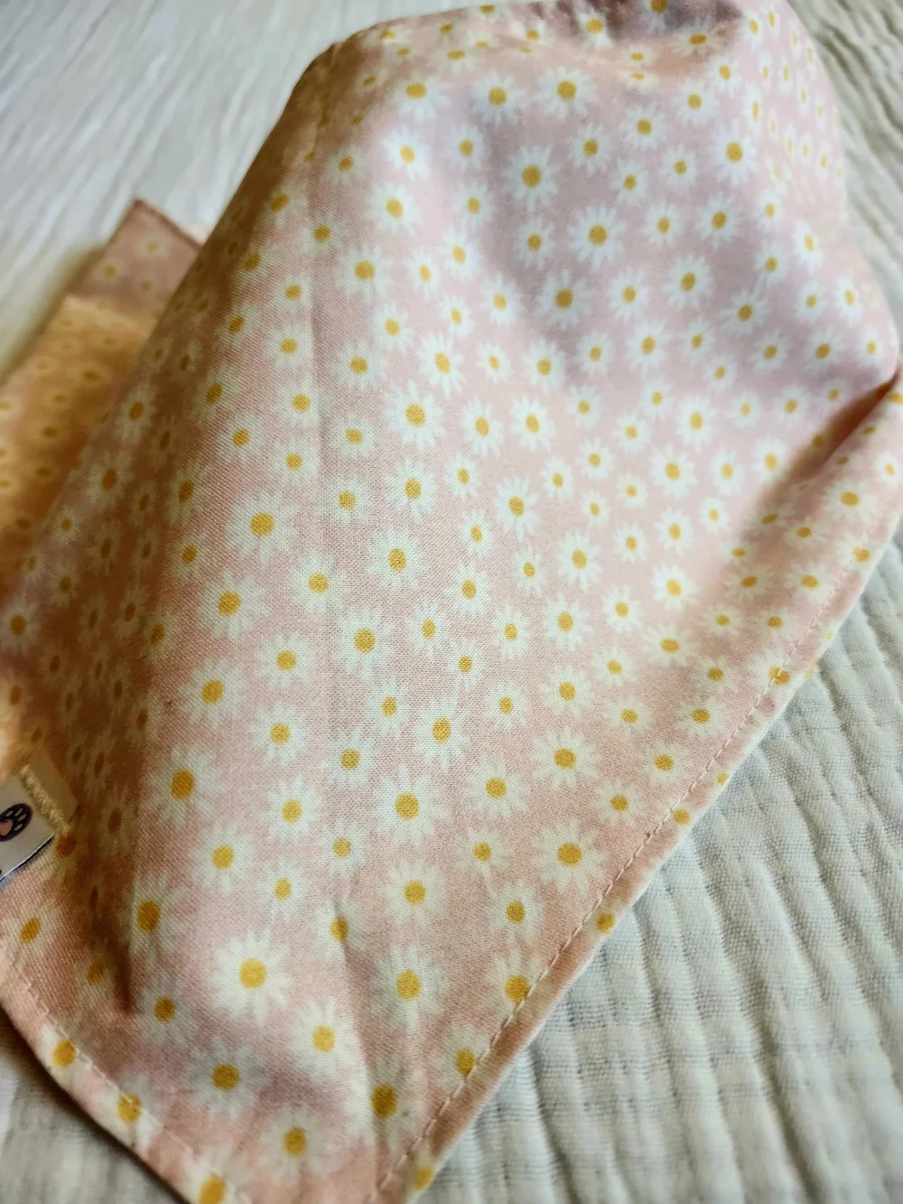 Naughty Paws XL Reversible Dog Bandana In Pink Daisy/Tiny Sun Print